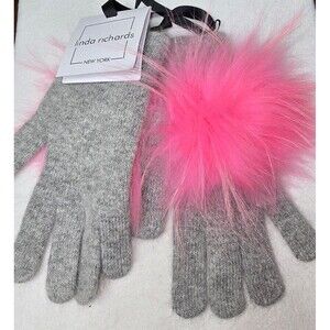 New Linda Richard's Angora Blend Gloves With Genuine Fur